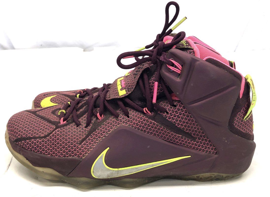 Nike LeBron 12 Double Helix Merlot Volt Pink Basketball Shoes Size 11.5