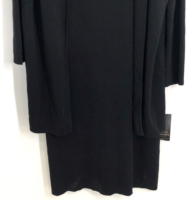 Dana Buchman Women's Black 2 Piece Knit Dress & Cardigan Set XL NWT