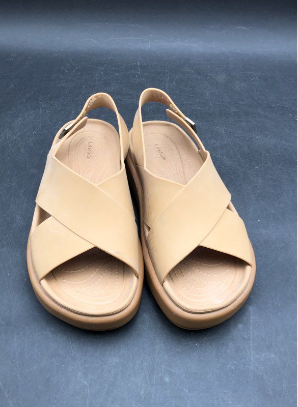 Crocs Brooklyn Low Wedge Tan Mushroom Criss Cross Platform Sandal Women's Size 7