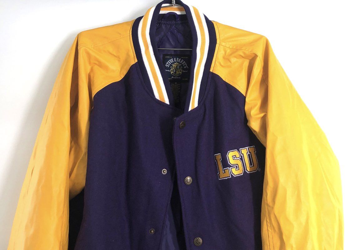 Vintage Steve & Barry's LSU Tigers Varsity Jacket Wool Faux Leather NWT Sz M