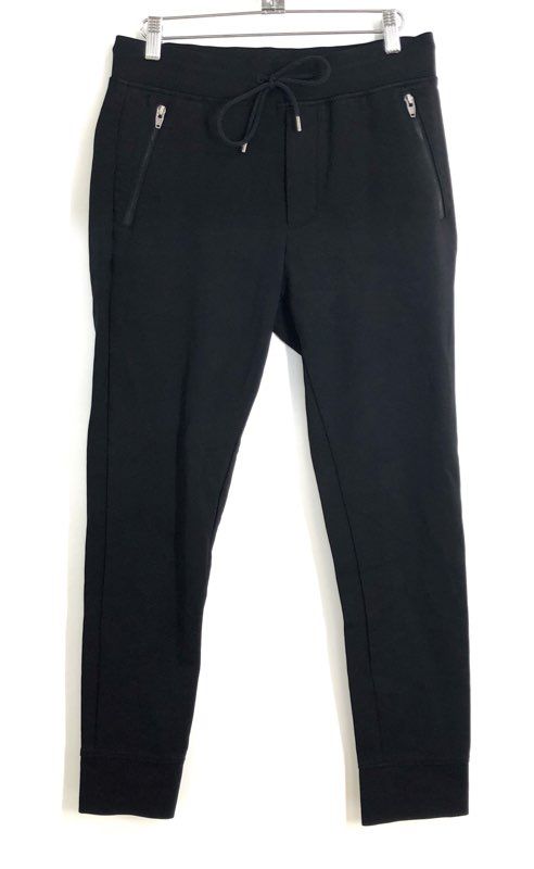 Alexander Wang Women's Black Tapered Jogger Sweatpants Zip Pockets Sz 40
