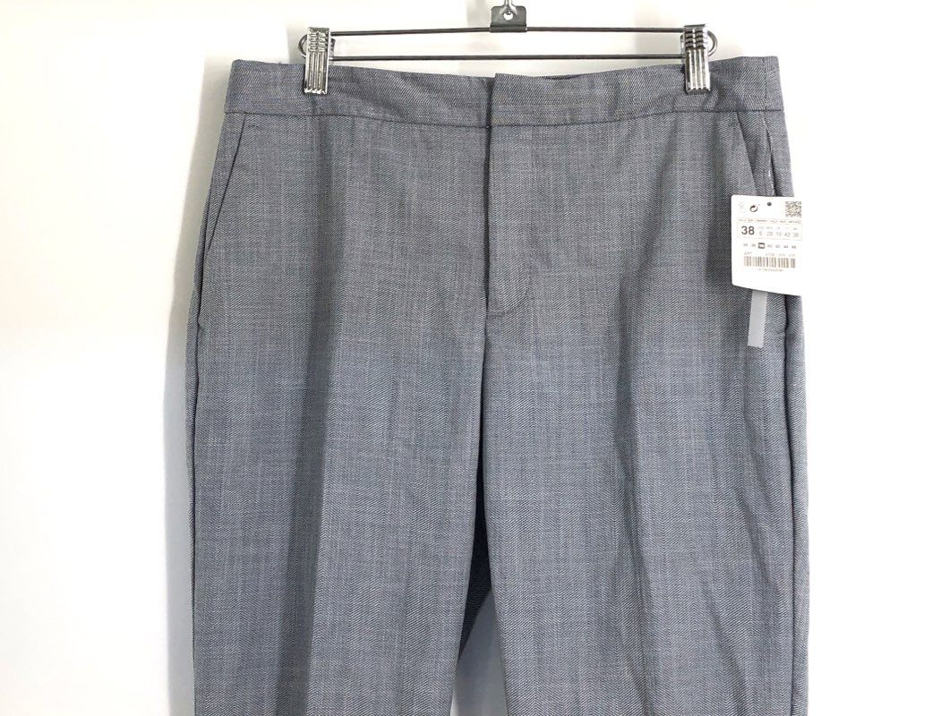 Zara Basic Women's Gray Micro Textured Herringbone Dress Pants Trousers NWT Sz 6