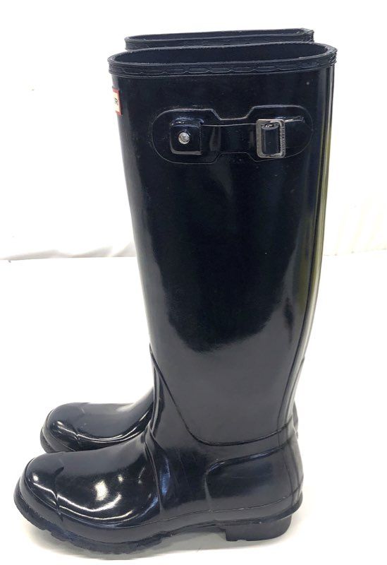 Hunter Original Tall Gloss Navy Blue Rain Wellington Boots Women's Size 8
