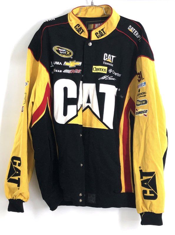 JH Design NASCAR Caterpillar Jacket Jeff Burton RCR #31 Black Yellow 3XL