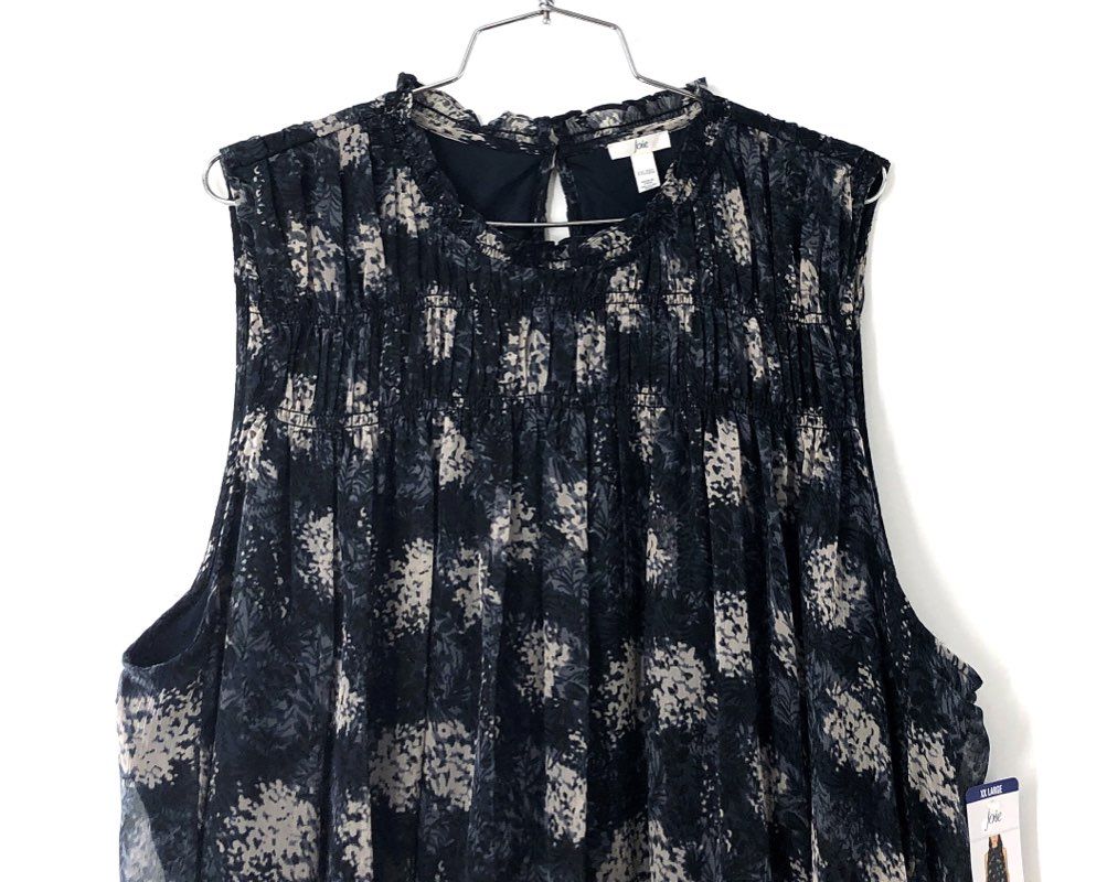 Joie Women's NWT Baltic Print Smocked Neck Sleeveless Mini Dress XXL
