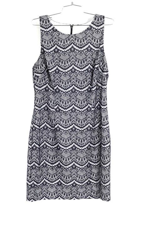 NWT Jessica Simpson Women&#39;s Navy Blue Ivory Lace Sleeveless Sheath Dress - Sz 12