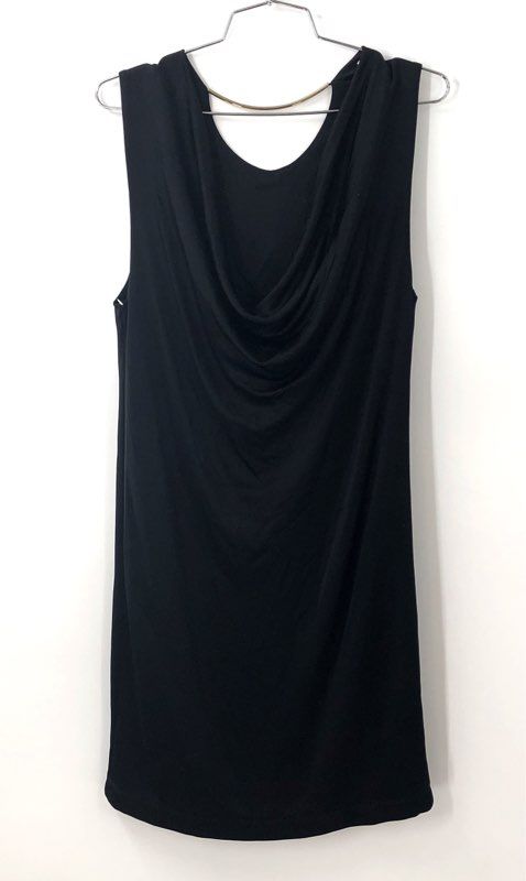 T by Alexander Wang Women's Black Draped Cowl Back Metal Bar Neck Dress Sz S NWT