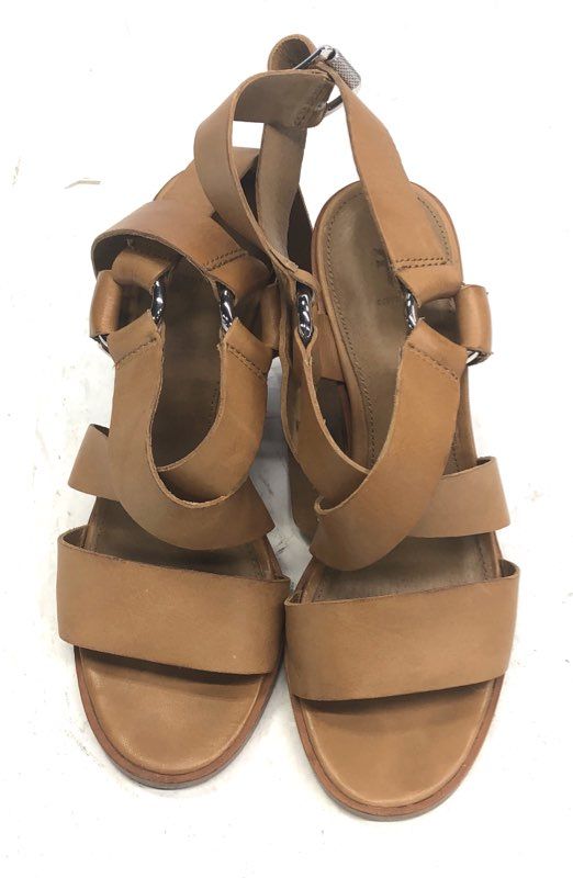 Frye Camel Tan Leather Strappy Block Heel Sandals Women's Size 7M