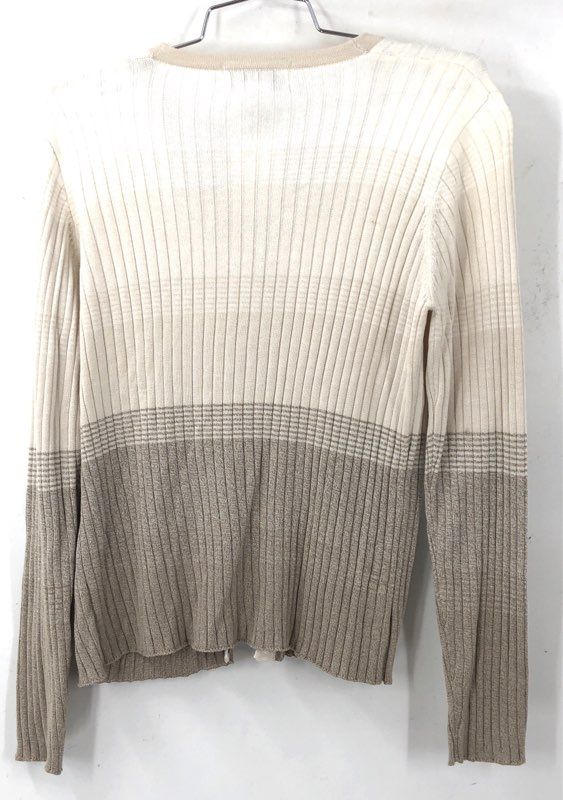 NWT Tehama Pebble Beach Women's Cardigan Sweater Cream Tan Colorblock M