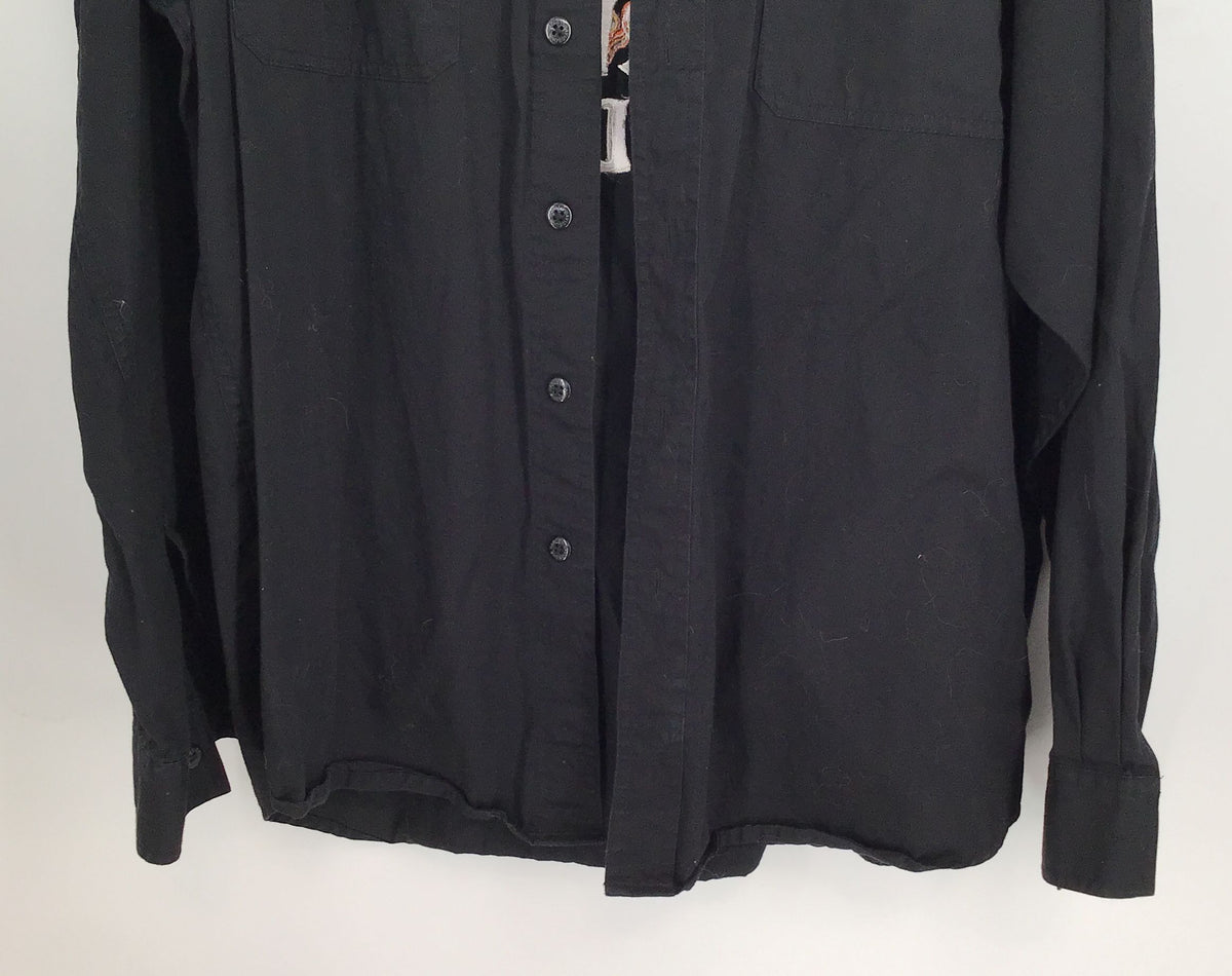 Vintage Harley-Davidson Men&#39;s Black Cotton Long Sleeve Button-Up Shirt - Size XL