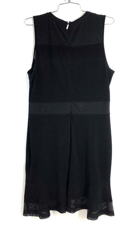 Michael Kors Women's Black Fit & Flare Sleeveless Mesh Insert Dress NWT Sz L