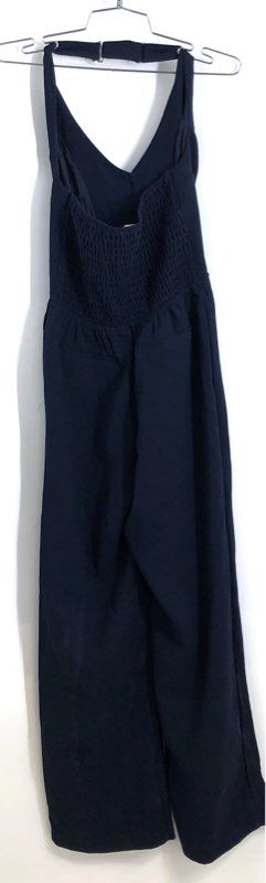Monteau Los Angeles Women's Navy Blue Halter Button Front Jumpsuit Sz XS