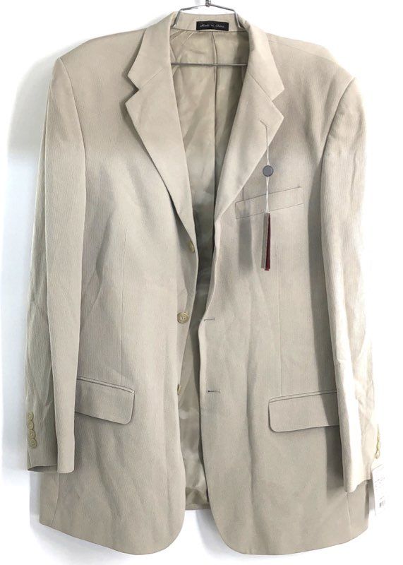 Pierre Cardin Men's Beige 100% Silk Textured Blazer Sport Coat Jacket NWT 42L