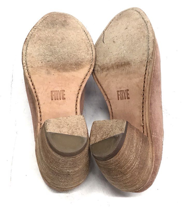Frye Ray Suede Pointed Toe Block Heel Mule Sandals Rose Size 7B