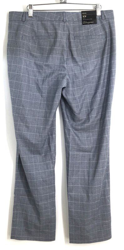 Banana Republic Women's Ryan Slim Blue Gray Windowpane Plaid Pants Sz 10P NWT