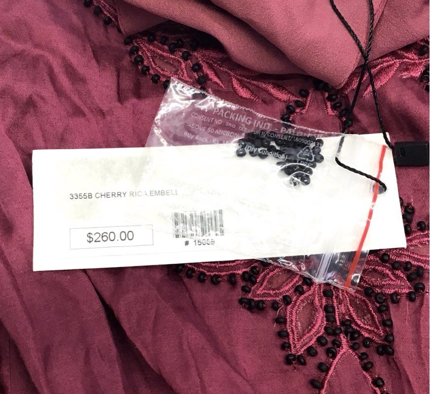 Karina Grimaldi Women's Cherry Rica Embell Silk Smocked Mini Dress Sz S NWT