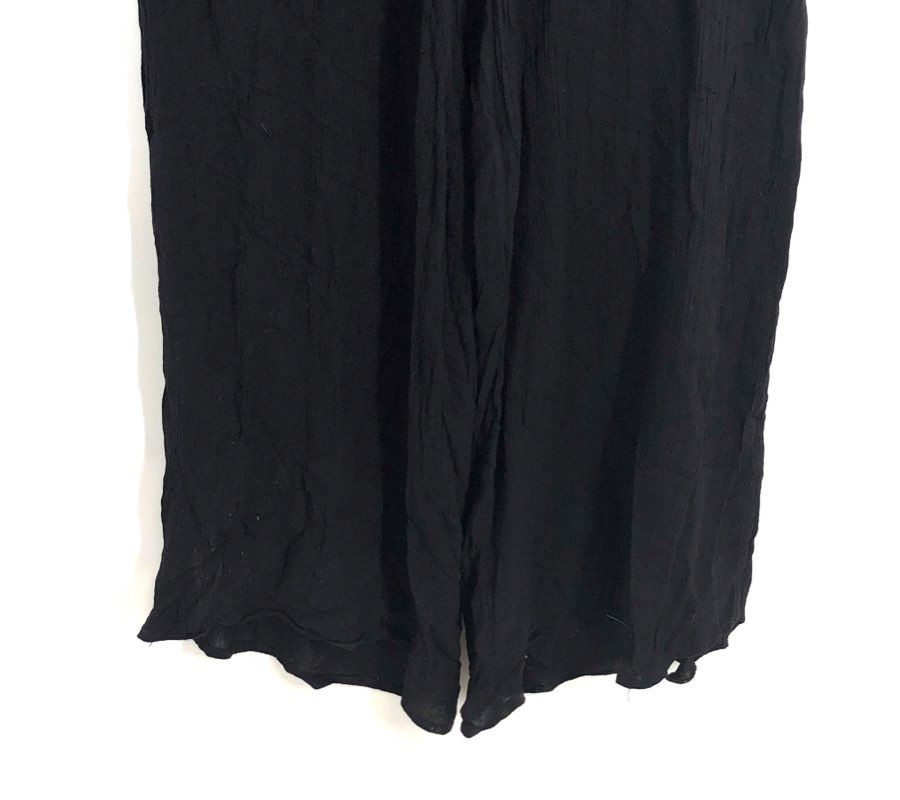 ASOS DESIGN Women's Black Tall Crinkle Wide Leg Paperbag Waist Pants Size 12