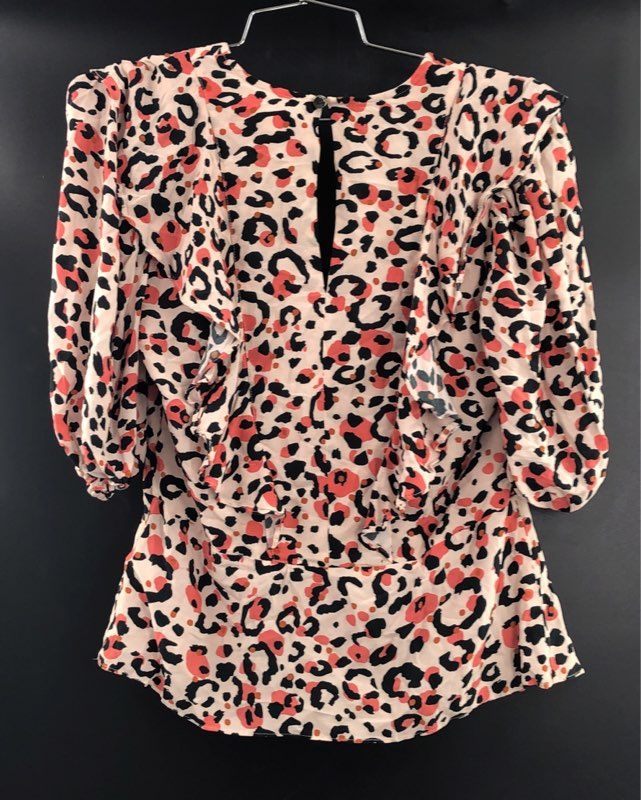 Ted Baker Women's Top Lot of 2 White Gianori Sz 2 & Leopard Coralo Sz 1
