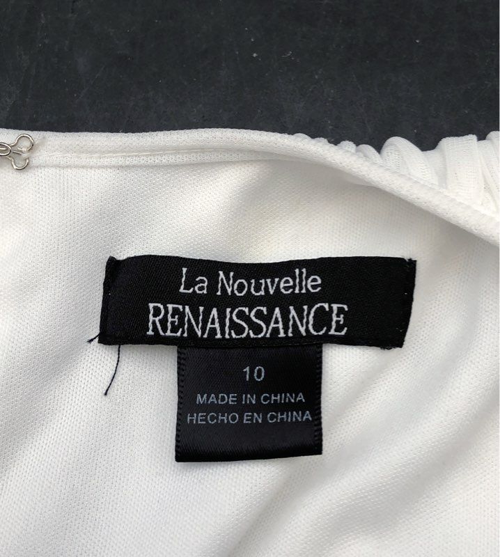 La Nouvelle Renaissance Women's Ivory Black Beaded Waist Colorblock Dress Sz 10