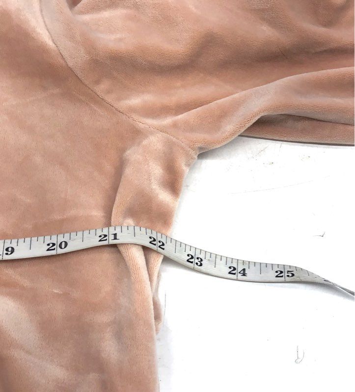 Fila Women's Blush Pink Velour Quarter Zip Pullover Hoodie Embossed Logo Sz L