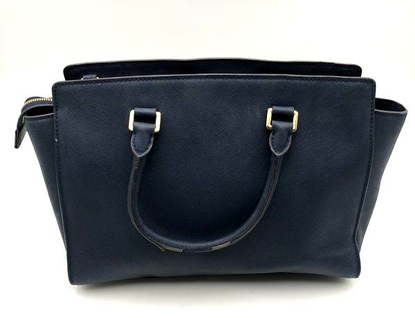 Michael Kors Navy Blue Jet Set Shelia Satchel Bag Gold Hardware COA