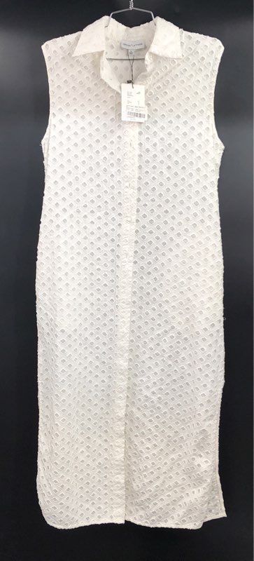 Gibson Latimer Women's Ivory Eyelet Sleeveless Button Front Shirt Dress NWT Sz S