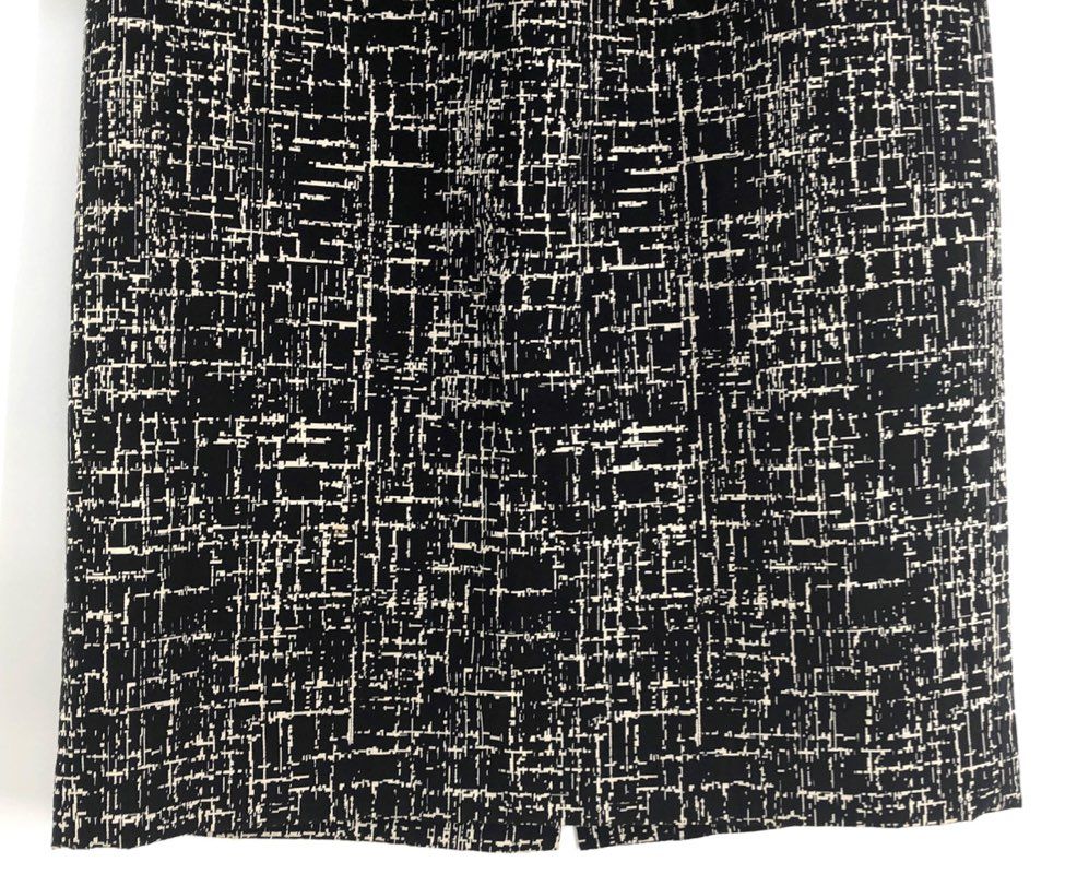 Kasper Women's Black White Abstract Print Cotton Blend Pencil Skirt Petite 6P