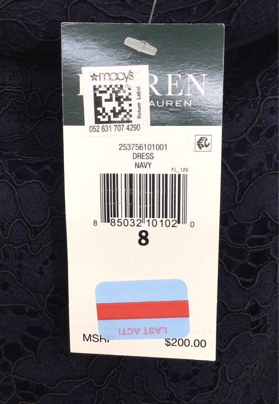 Lauren Ralph Lauren Women's Navy Lace Off Shoulder Sheath Dress NWT Sz 8
