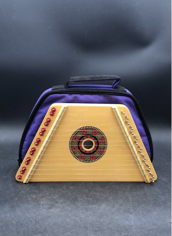 HearthSong Lap Harp Zither 15-String Romanian Made Natural Wood Finish w/ Case