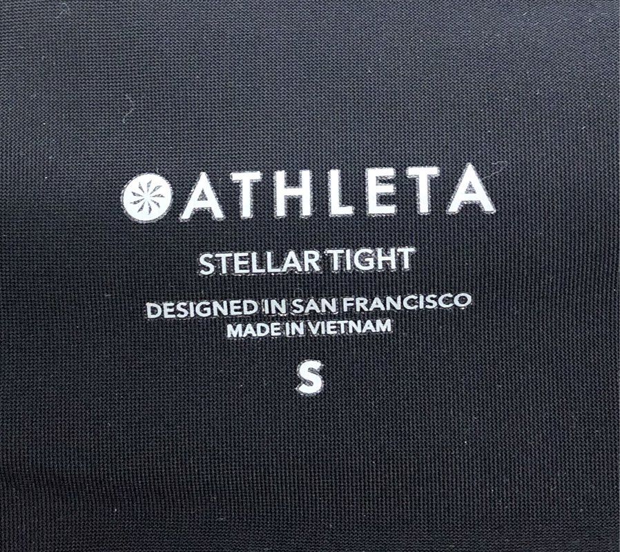 Athleta Women's Black Stellar Tight Zipper Pocket High Rise Vented Leggings Sz S