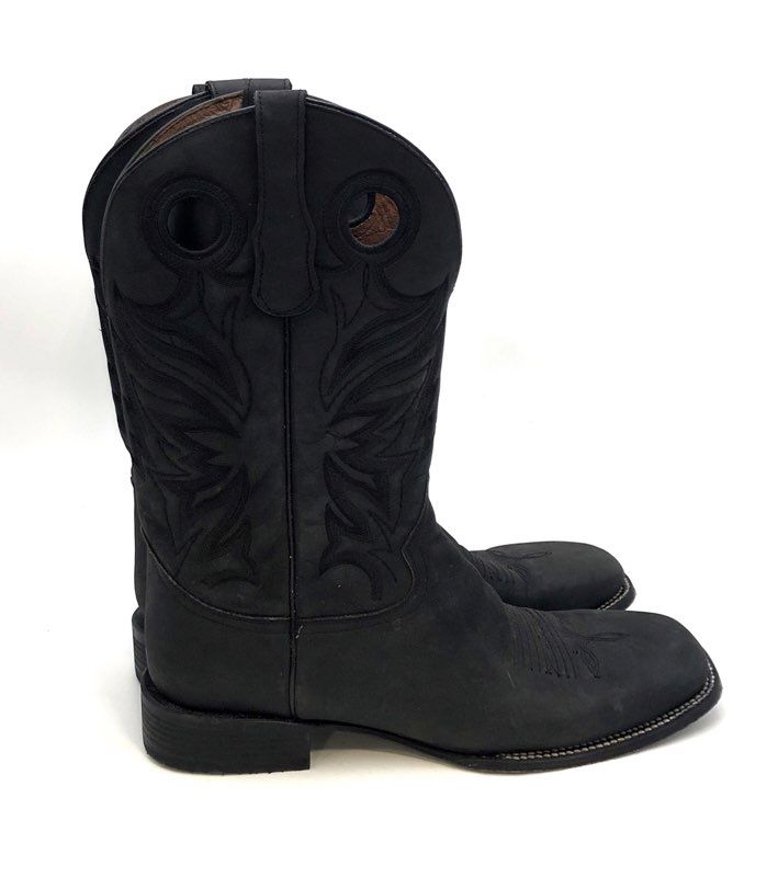 Circle G L6079 Black Leather Square Toe Western Cowboy Boots Men's Size 14 D