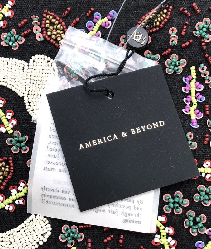 America & Beyond Black Beaded Initial C Wristlet Clutch Bag Coin Purse NWT Lot