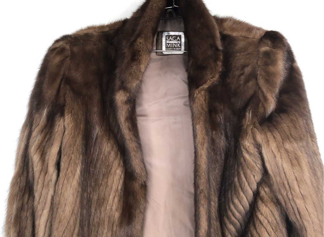 Saga Mink Women's Brown Fur Coat - Size 12