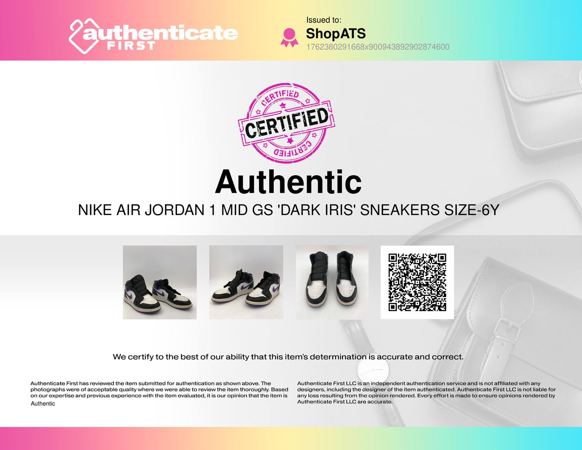 Nike Air Jordan 1 Mid GS Dark Iris Basketball Shoes Size 6Y COA