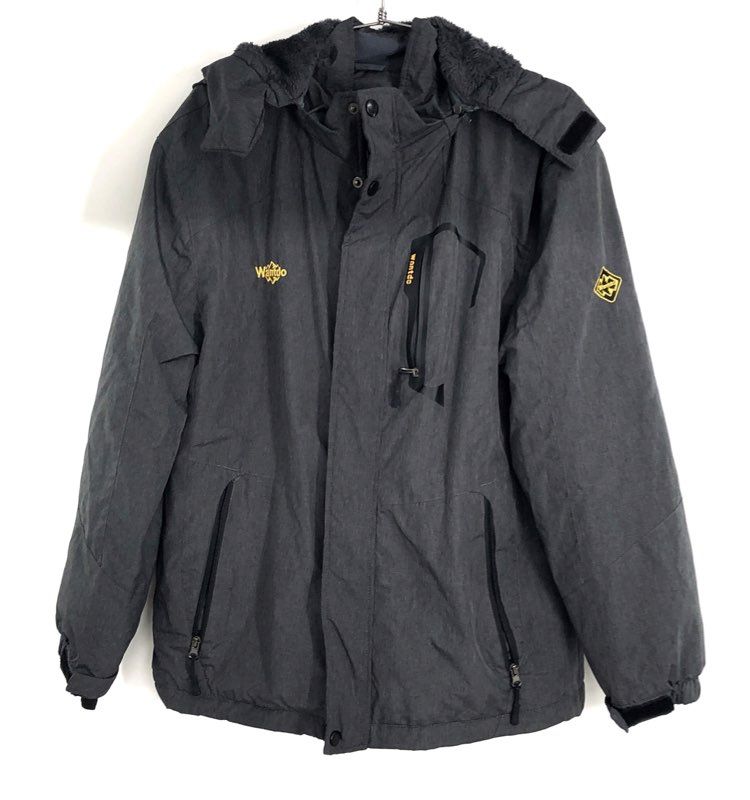 Wantdo Men's Waterproof Ski Snowboard Jacket Charcoal Gray Hooded Fleece Sz M