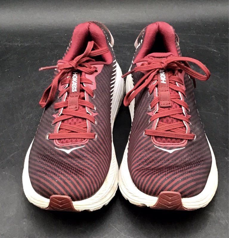 Hoka One One W Rincon 2 Maroon Red White Running Shoes Women's Size 8.5