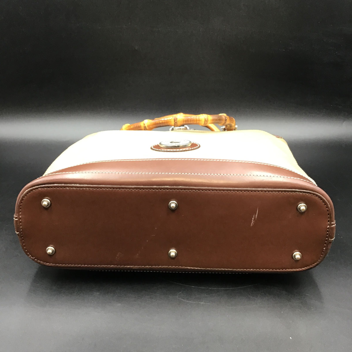 Dooney & Bourke Vintage Tan\Dark Brown 'Bamboo Shopper' Tote Bag (+COA)