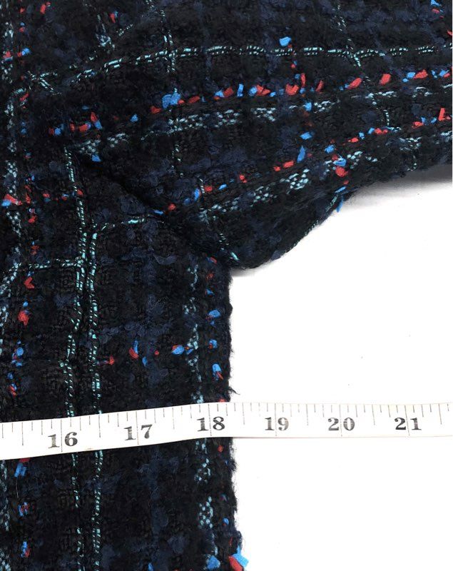 Ann Taylor Women's Black Multi Tweed Textured Open Front Jacket Pockets Sz 0