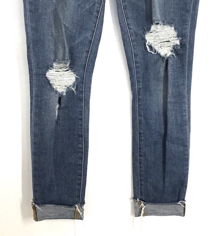Sam Edelman Women's The Kitten Mid Rise Skinny Ankle Blue Distressed Jeans Sz 27