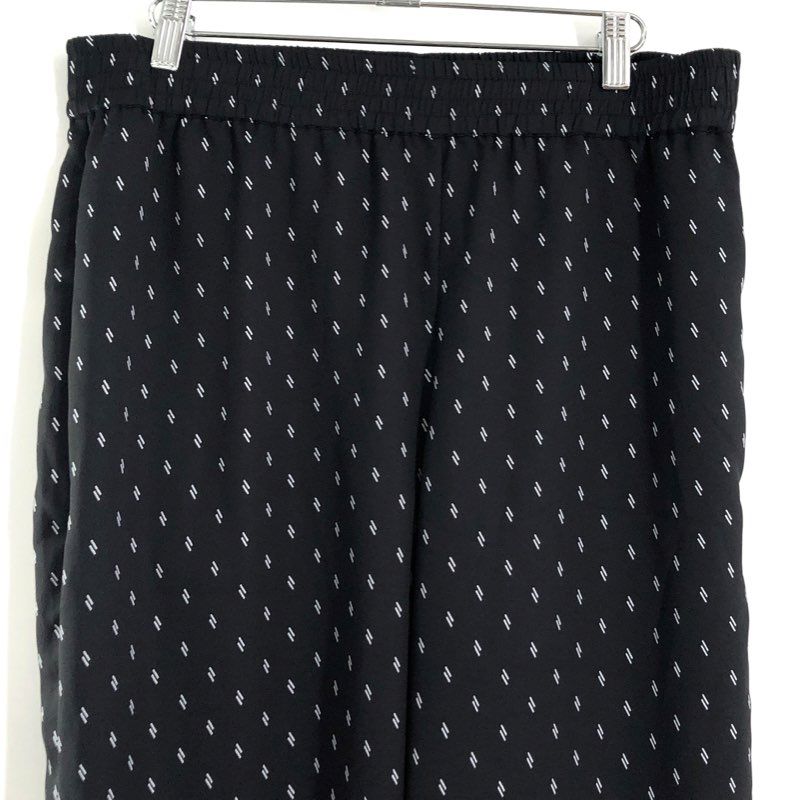 Vince Camuto Women's Rich Black Elegant Mix Geometric Elastic Waist Pants Sz M