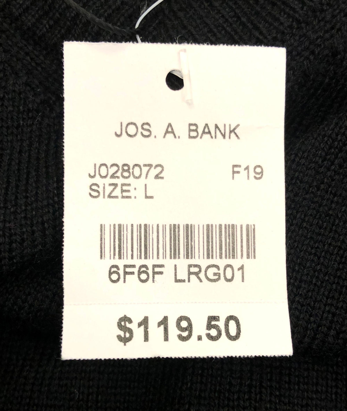 Jos. A. Bank Men's Black Traveler Merino Wool V-Neck Sweater NWT Size L