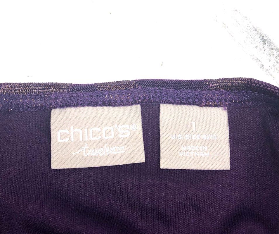 Chico's Women's Travelers Lurex Jacquard Tank Top Mystique Purple Sz 1 NWT