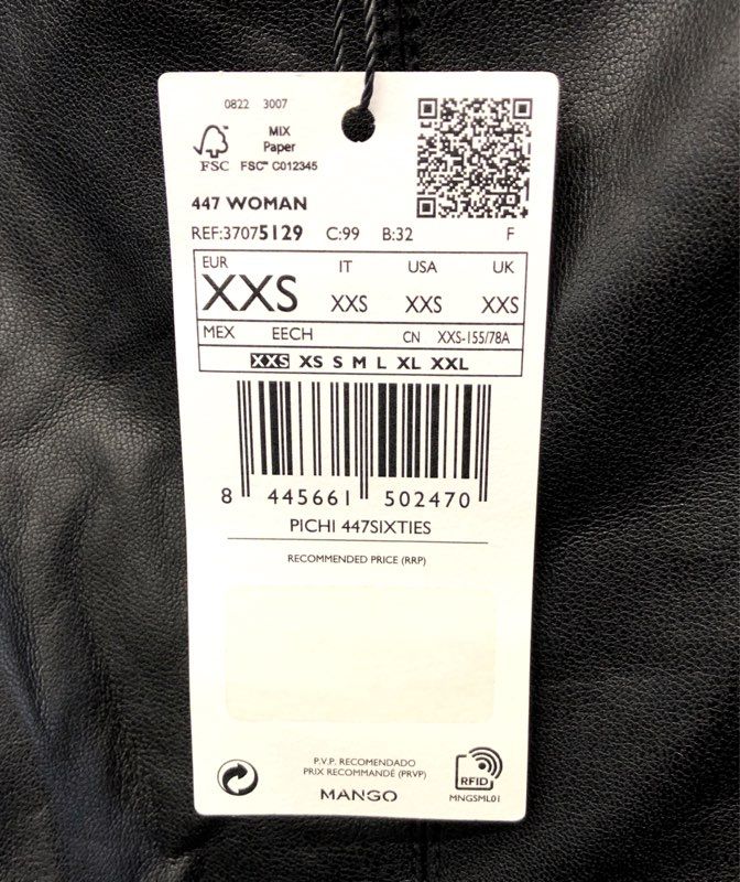 Mango Women's Black Faux Leather Pichi 447Sixties Pinafore Dress NWT Sz XXS
