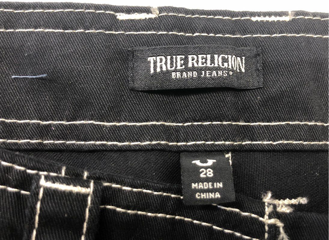 True Religion Men's Military SN Cargo Pants Jet Black Contrast Stitch NWT Sz 28