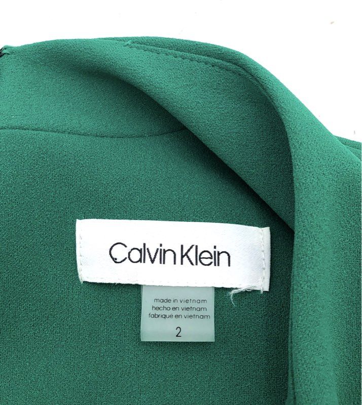 Calvin Klein Women's Green Wide Leg Sleeveless Belted Jumpsuit NWT Size 2
