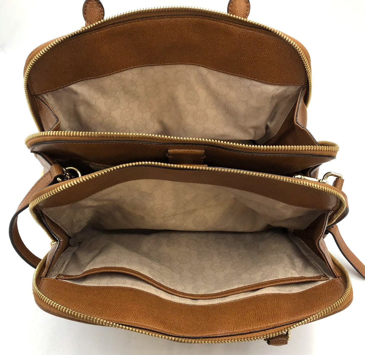 Michael Kors 'Reese' Brown Pebbled Leather Satchel with Gold-Tone Detail (+COA)