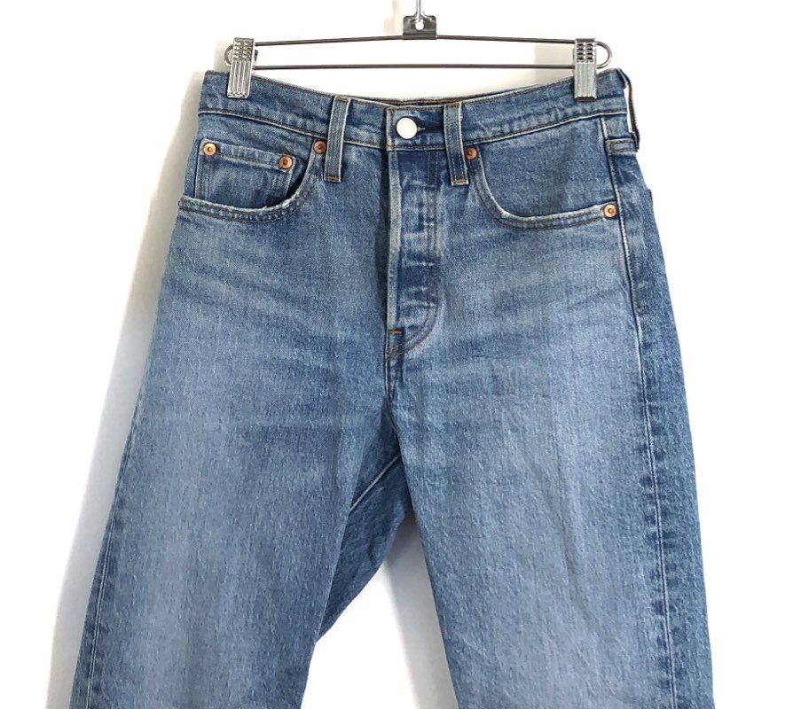 Levi's Women's 501 Skinny Jeans Blue High Rise Button Fly Raw Hem W24 L28