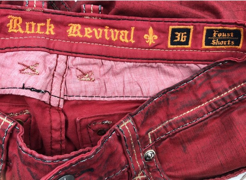 Rock Revival Men&#39;s Red Foust Bermuda Shorts - Size 36