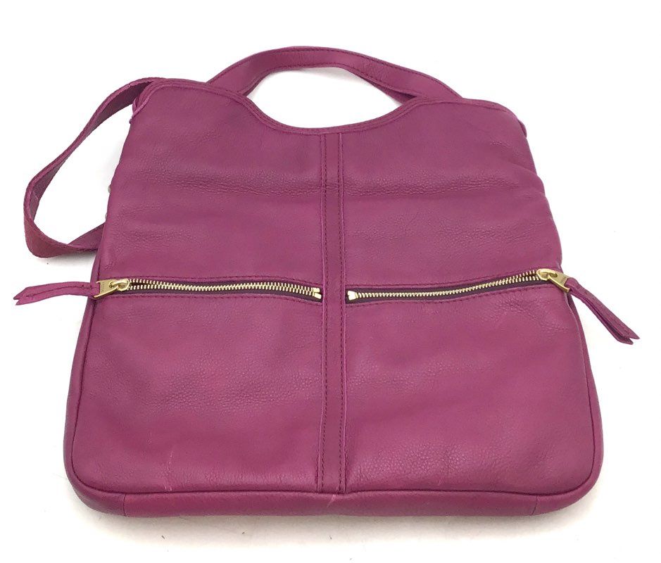 Fossil Magenta Pebbled Leather Crossbody Shoulder Bag Gold Hardware