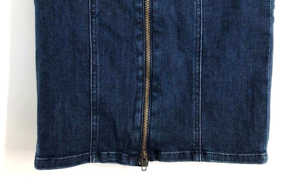 Current/Elliott Women's Dark Blue Mixed Denim Front Zip Skirt NWT Sz 0